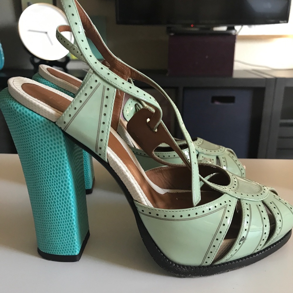 Fendi Ankle Strap Peep Toe Heels